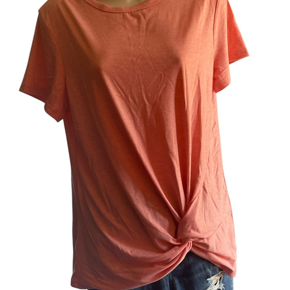 Orange Tie Front Short Sleeve T-Shirt
